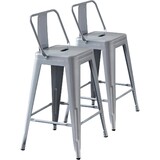 Modern Light Weight Industrial Contemporary Rustic Vintage Costal Metal Barstools with Bucket Back and 4 Leg Design, Seat Bar Stools (Set of 2) (24