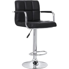 Contemporary Adjustable Swivel Arm Bar Stool with Cushion, Black B347P349416