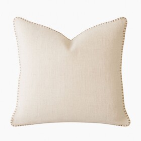 Homey COZY Ivory Linen-Style Throw Pillow - with Decorative Stitching for a Refined, Natural Look B357P357026