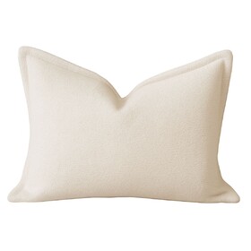 Homey COZY Soft Ivory Throw Pillow - Clean, Minimal Comfort with Tailored Edging B357P357027