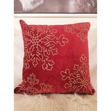 Red Velvet Holiday Throw Pillow 20x20 with Gold Snowflake Embroidery and Insert B357P361373