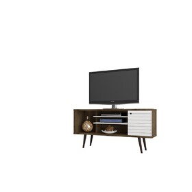 TV Stand in Rustic Brown and White