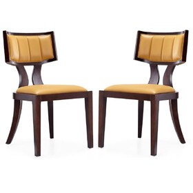 Pulitzer Wood Vegan Leather Dining Chair in Camel - Set of 2