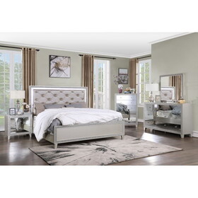 ACME Sliverfluff CK Bed w/LED, Synthetic Leather & Champagne Finish BD00237CK