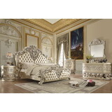 ACME Vatican Eastern King Bed, PU Leather, Light Gold & Champagne Silver Finish BD00461EK