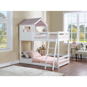 ACME Solenne T/T Bunk Bed, White & Pink Finish BD00705