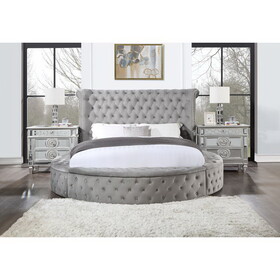 ACME Gaiva Eastern King Bed w/Storage, Gray Velvet BD00966EK