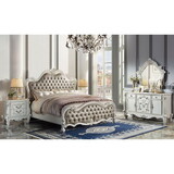ACME Versailles II Queen Bed, Vintage Gray PU & Bone White Finsih BD01323Q