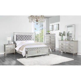 ACME Varian Full Bed, Gray Velvet, Silver & Mirrored Finish BD01411F