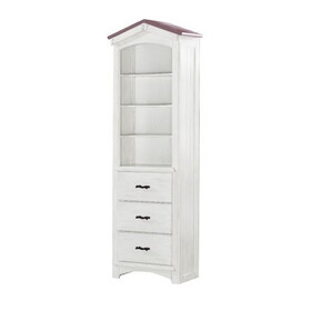 ACME Tree House Bookcase Cabinet, Pink & White Finish BD01416