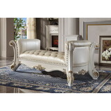 ACME Vendome Bench, Synthetic Leather & Antique Pearl Finish BD01522