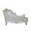 ACME Vendome Chaise w/2 Pillows, Synthetic Leather & Antique Pearl Finish BD01523