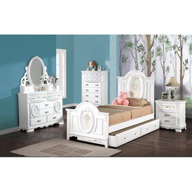 ACME Flora Twin Bed, White Finish BD01645T