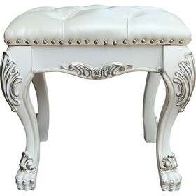 ACME Dresden Vanity Stool in PU & Bone White Finish BD01679