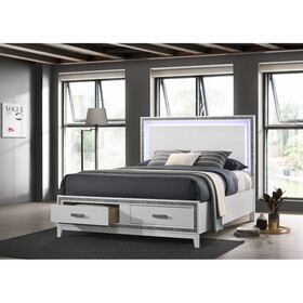 ACME Haiden Eastern King Bed w/Storage, LED & White Finish BD01742EK