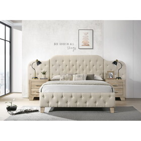 ACME Ranallo Queen Bed, Beige Linen BD01778Q
