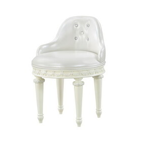 ACME Dorothy Chair w/Swivel, Pearl White Synthetic Leather & Ivory BD02272