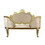 ACME Desiderius Bench, Beige Fabric, Antique Gold & Hand Paint Brown