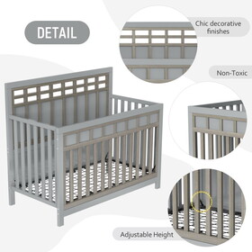 3 Pieces Nursery Sets Baby Crib and Changer Dreeser with Removable Changing Tray Bedroom Sets Gray