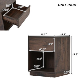 3 Pieces Walnut Bedroom Sets Queen Size Platform Bed with Storage Bench with Nightstand and 6-Drawer Dresser