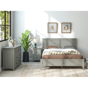 Gray Solid Wood 3 Pieces Full Bedroom Sets Bs320024Aae