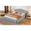 Velvet Upholstered Queen Bed Frame Shell-Shaped Headboard for Bedroom,No Box Spring Needed,Light Blue BS324377AAC