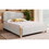 Modern Mid-Century Queen Upholstered Platform Bed Frame with Tufted Headboard and Solid Wood Legs,No Box Spring Needed,Beige BS531573AAA