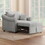 Chenille Convertible Sleeper Chair with Adjustable Backrest, 3 IN 1 Lounger Chair Turns Into Bed, Single Bed for Living Room, Gray BS701P177546E