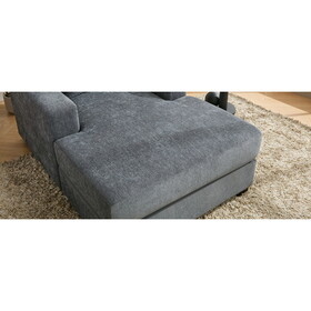 39.7" Oversized Chaise Lounger Modern Style Sofa Couch,with Pillows, Charge Station & Cup Holders, Chenille Fabric, Blue Gray BS701P191490B