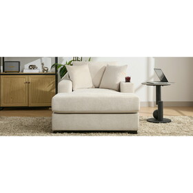 43.5" Oversized Chaise Lounger Modern Style Sofa Couch,with Pillows, Charge Station & Cup Holders, Chenille Fabric, Cream BS701P191495C