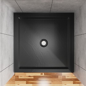 Goodyo 36"x36" Shower Base 3.5" Height Anti-slip Acrylic Center Drain Single Threshold Shower Base in Slate Black