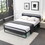 Industrial Platform Queen Bed Frame/Mattress Foundation with Rustic Headboard and Footboard, Strong Steel Slat Support, No Box Spring Needed, Noise Free, Easy assembly D22676093