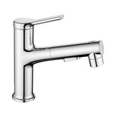 Single Hole Bathroom Faucet with Pull Out Sprayer, Dual Spray Modes, Solid Brass Polished Chrome Bathroom Faucet for Sink, One Handle Bath Vanity Faucet with Face Basin Mixer Tapnvisit The Yit