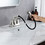 2 Handle Centerset Bathroom Sink Faucet 3 Hole with Pull Out Sprayer, 4 inch Lavatory Faucet, Modern Vanity Faucet, Mixer Tap for Hot and Cold Water D5601BN