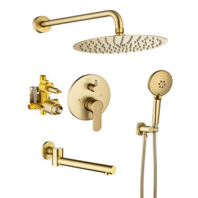 Tub Shower Faucets Sets Complete Bathtub Faucet Set Brushed Nickel Bathtub Shower System with Tub Spout, Bathroom Tub and Shower Faucet Combo Trim Kit with Rough-in Valve D96203Lsj