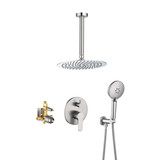 Black Shower System, Ceiling Rainfall Shower Faucet Sets Complete of High Pressure, Rain Shower Head with Handheld, Bathroom 10