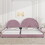 Twin+Full Upholstered Platform Bed Set with Semicircular Headboard, Pink DL000560AAH