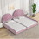 Twin+Full Upholstered Platform Bed Set with Semicircular Headboard, Pink DL000560AAH