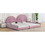 Twin+Full Upholstered Platform Bed Set with Semicircular Headboard, Pink DL000560AAH