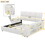 Queen Size Upholstered Platform Bed with Multimedia Nightstand and Storage Shelves, White DL000568AAK