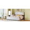 Full Size Upholstered Platform Bed with Storage Nightstand and Guardrail, Pink DL000579AAH