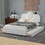 Full Size Upholstered Platform Bed with Multi-functional Headboard, Trundle and 2 Drawers, White DL000583AAK