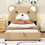 Twin Size Upholstery Platform Bed Frame with Cute Bear Shaped Headboard and Two Storage Drawers,Brown DL000599AAD