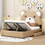 Twin Size Upholstery Platform Bed Frame with Cute Bear Shaped Headboard and Two Storage Drawers,Brown DL000599AAD