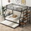 Twin over Full Size Metal Bunk Bed with Trundle and Storage Staircase, Black DL001124AAB
