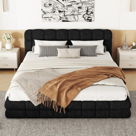 Queen Size Upholstered Platform Bed, Black