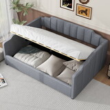 Upholstered Daybed with Underneath Storage,Full Size, Gray DL002033AAE