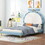 Twin Size Upholstered Platform Bed with Alarm Clock Shaped Headboard, Blue DL002040AAC