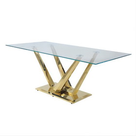Acme Barnard Dining Table in Clear Glass & Mirrored Gold Finish DN00219