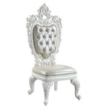 ACME Vanaheim Side Chair (Set-2), Beige PU & Antique White Finish DN00679